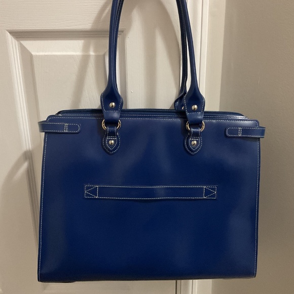 McKlein Winnetka Leather Laptop Briefcase, Navy, Fits 15” Laptop - Picture 5 of 7